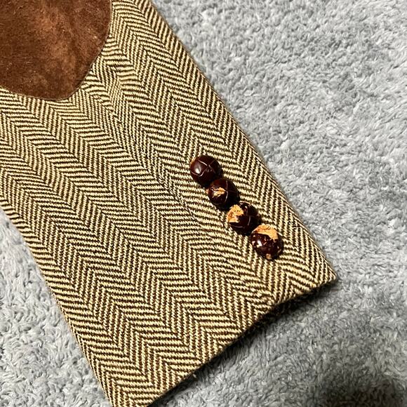 Ralph Lauren Blazer Womens 14 Brown Herringbone Wool Equestrian Elbow Patch - Picture 3 of 11